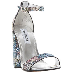 Steve Madden Carrson High Block Heel Two Part Sandals Glitter Multi